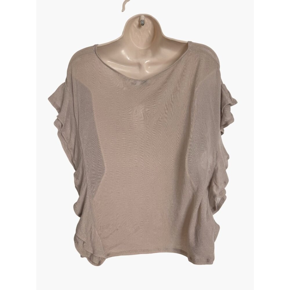 IRO Dalia Ruffle Pink Sand Size XS Oversized Semi Sheer $294 Blouse - Picture 10 of 15